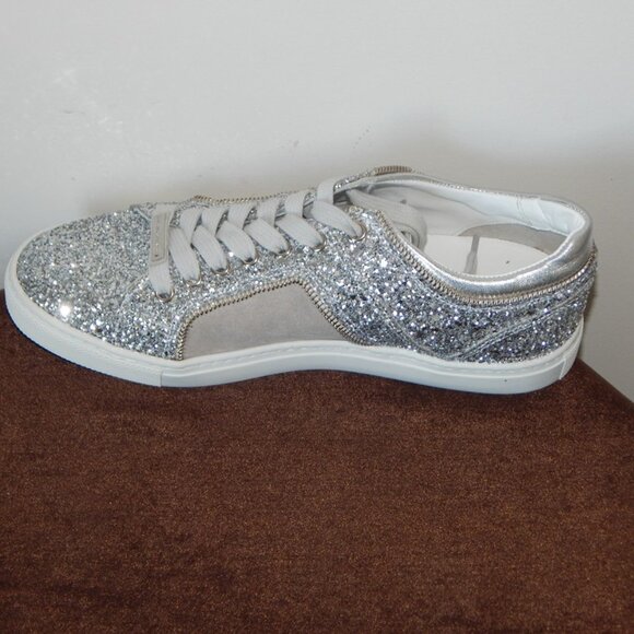 Alessandro Dell’ Acqua Leather Lace-up Glitter Rhinestone Sneaker Shoe US 9B NIB - Picture 7 of 11